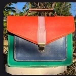 Multicolor Satchel with Red, Green, and Blue Accents
